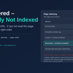 Search Console Page indexing report mock-up with the Discovered currently not indexed row highlighted and its last-crawl column empty